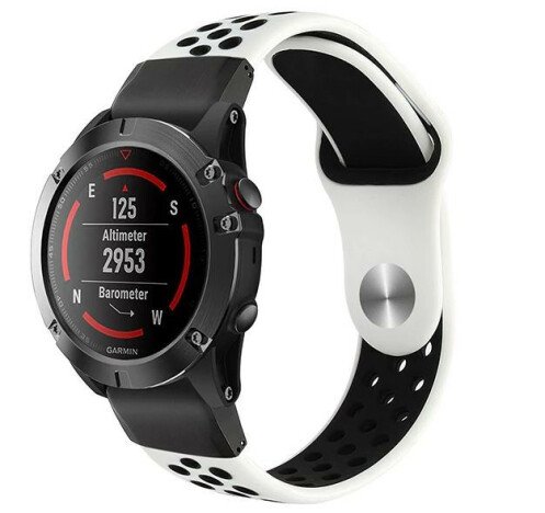 Curea ceas Smartwatch Garmin Fenix 7X / 6X / 5X Plus / 5X / 3 HR / 3, 26 mm iUni Silicon Sport Alb-N